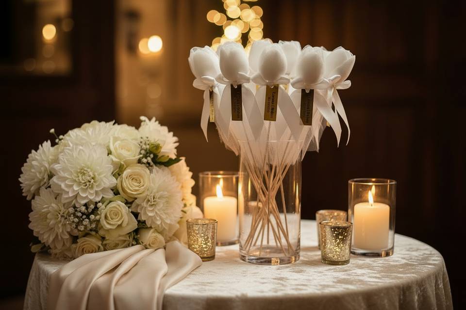 Bouquet de tulipanes con tul