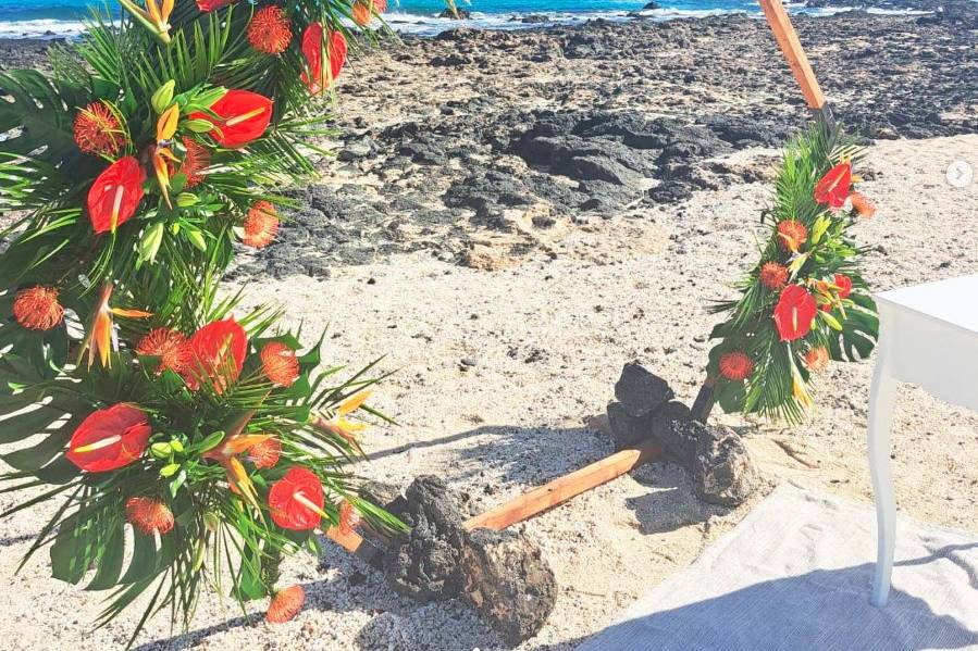 Arco tropical en la playa