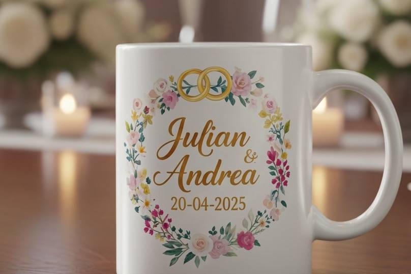 Taza personalizada para boda