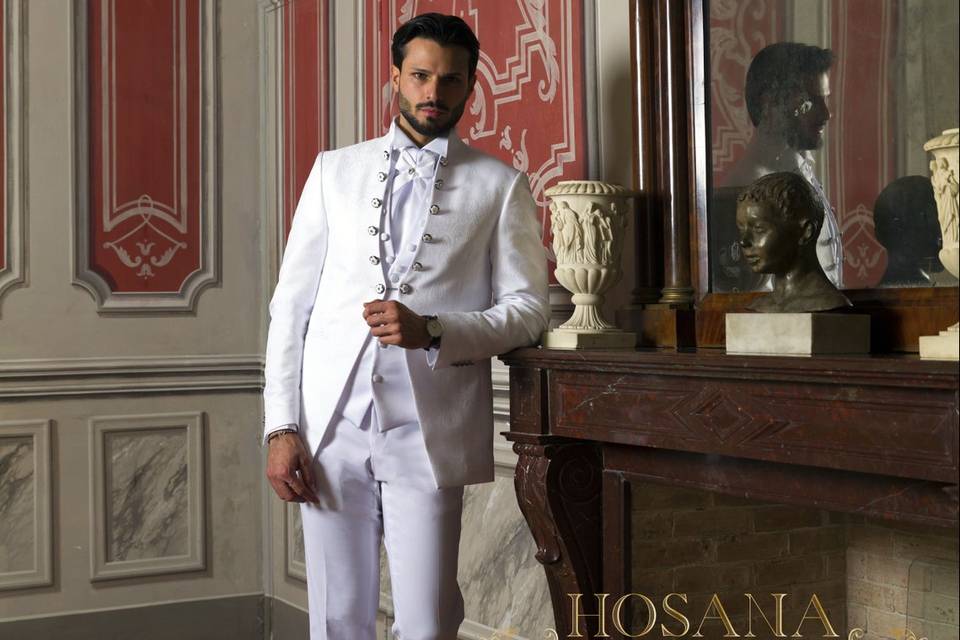 Chaqueta de cuello mao blanco