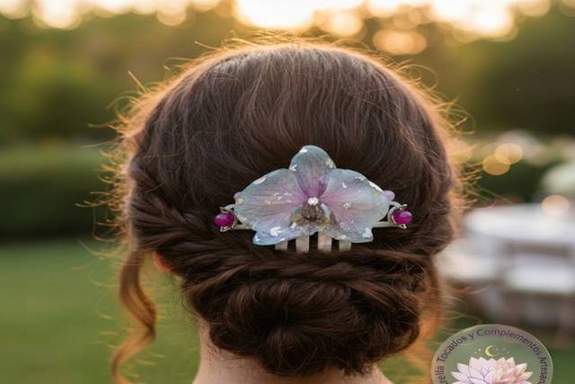 Peina nácar con orquídea