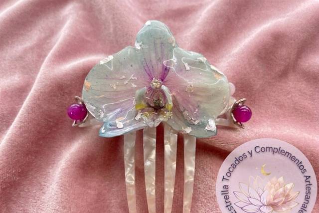Peina nácar con orquídea
