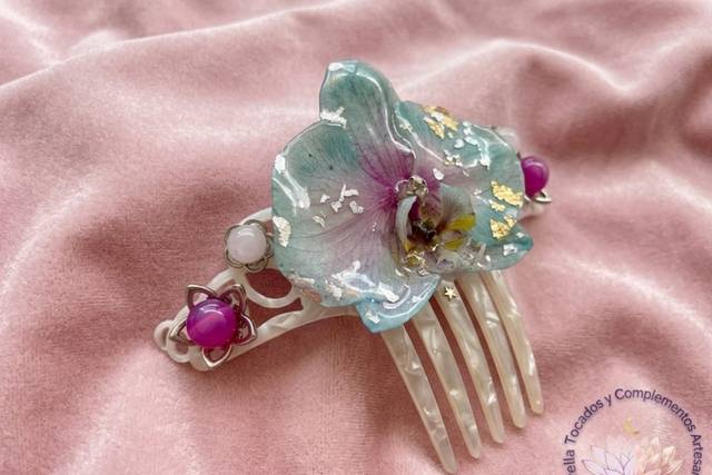 Peina nácar con orquídea
