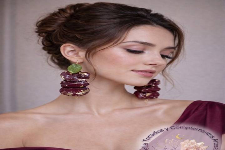 Pendientes pétalo rosa roja