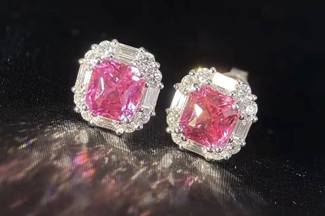 Pendientes zafiro y diamantes