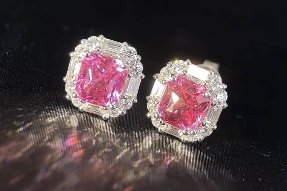 Pendientes zafiro y diamantes