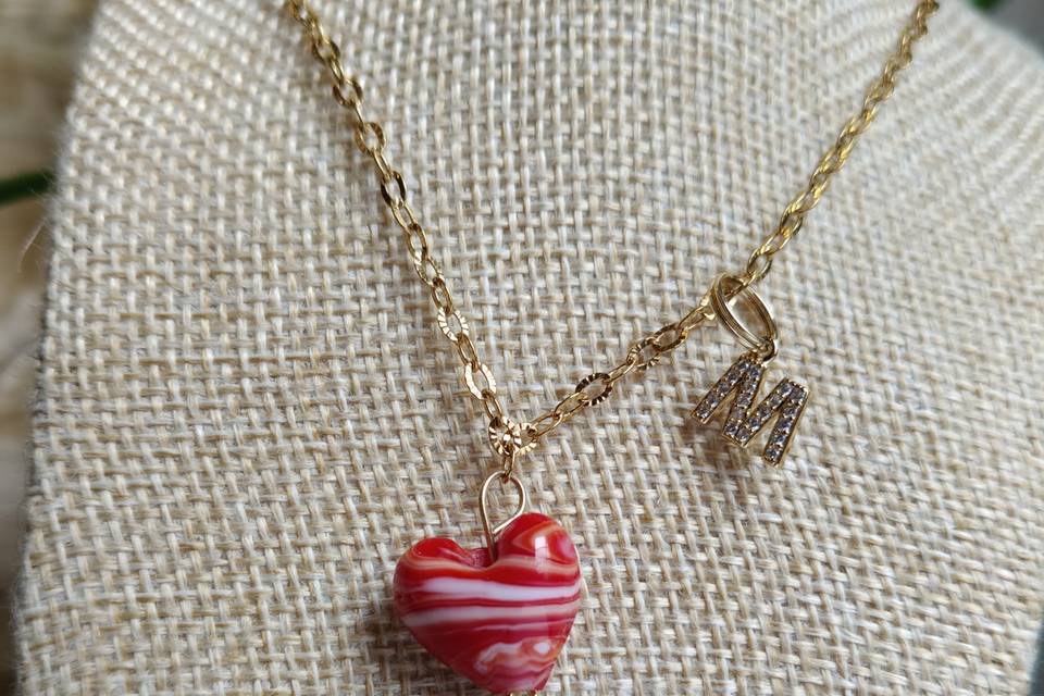 Collar corazón con inicial