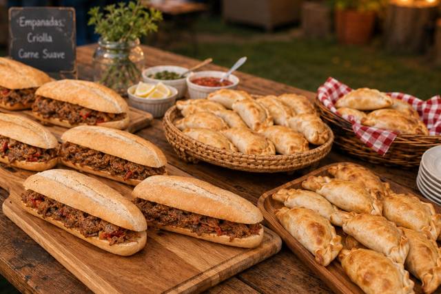 Bocadillo de asado y empanadas