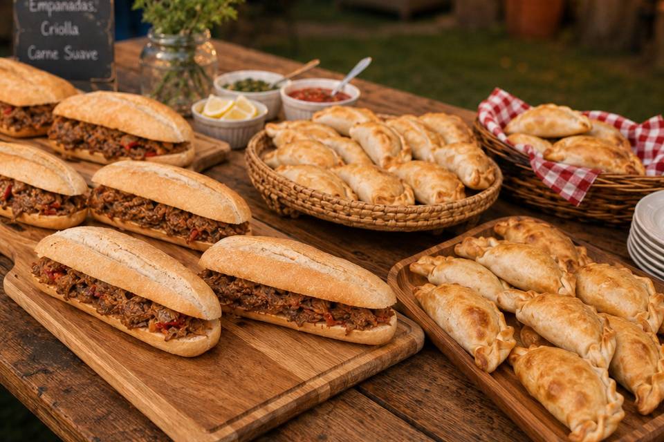 Bocadillo de asado y empanadas