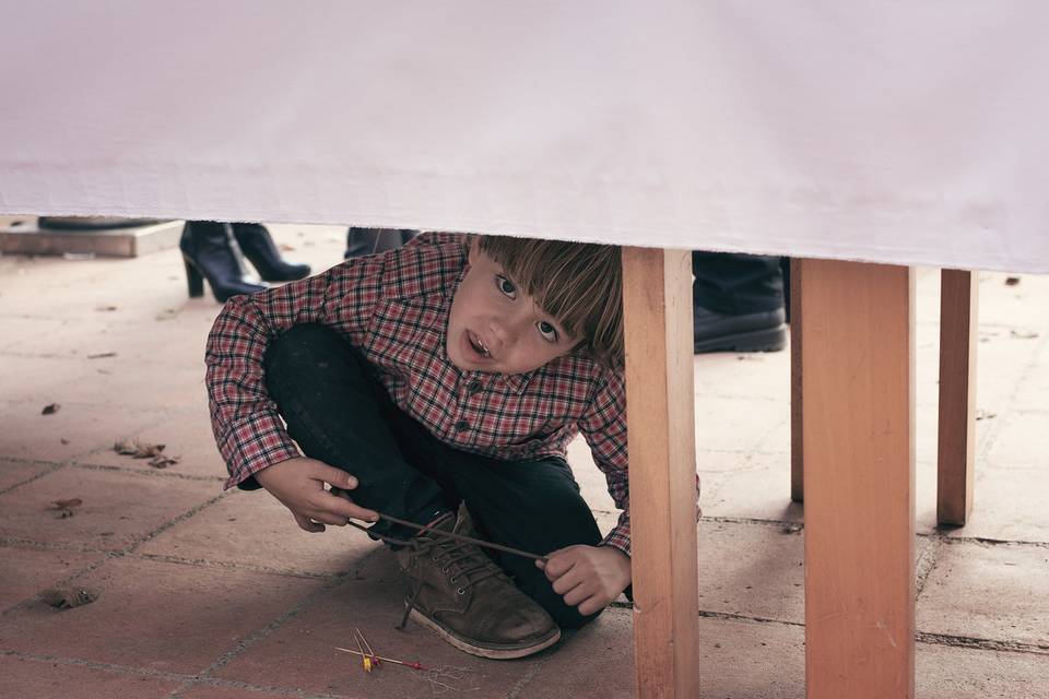 Escondido bajo la mesa