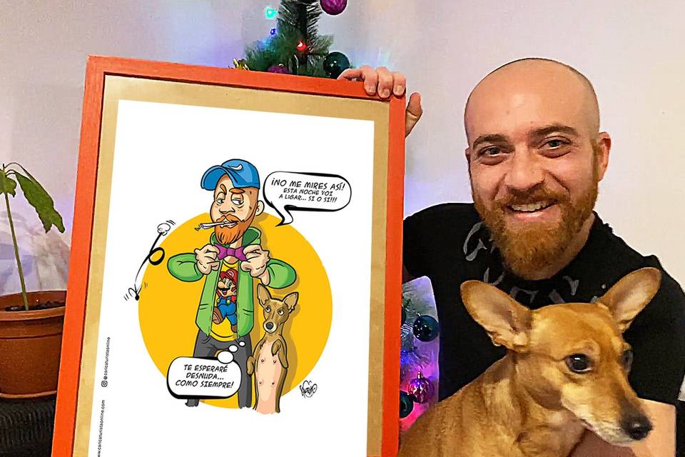 Caricatura con mascota