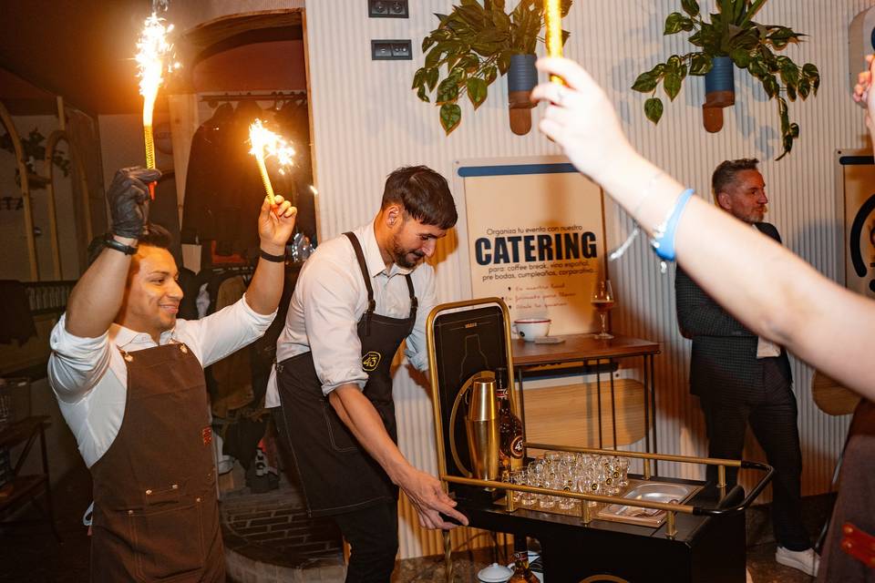 Celebración y carrito bebidas