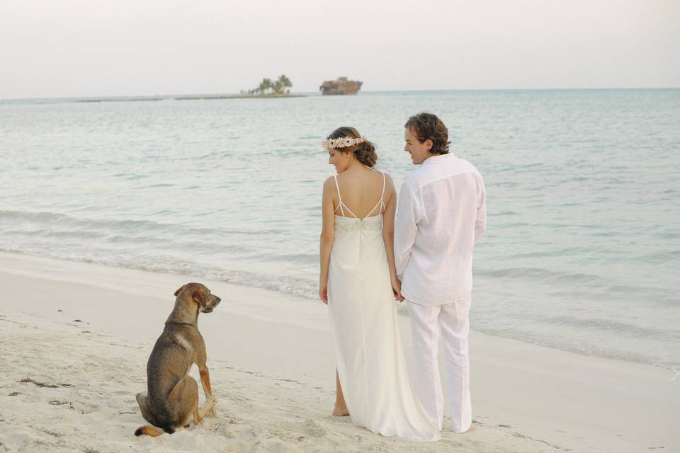 Couple and dog