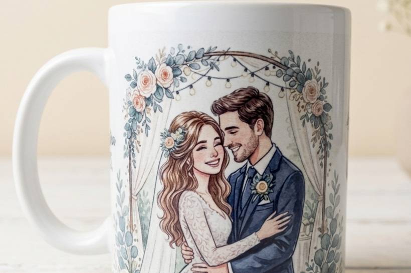 Taza con imagen de los novi@s