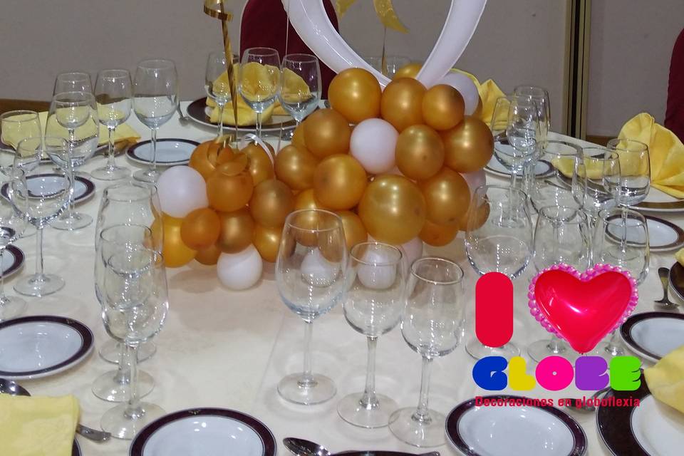 Centro de mesa con globos