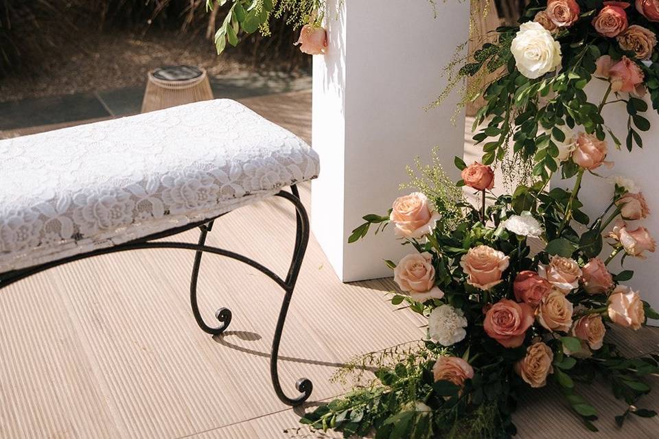 Centros en cascada con rosas