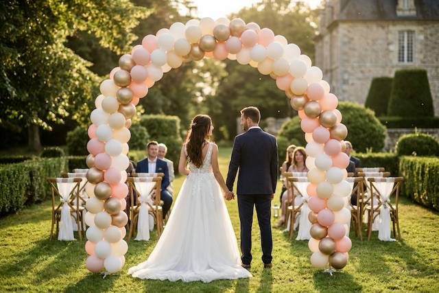 Arco rosa y oro en château