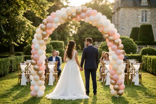 Arco rosa y oro en château
