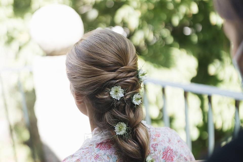 Trenza con flores