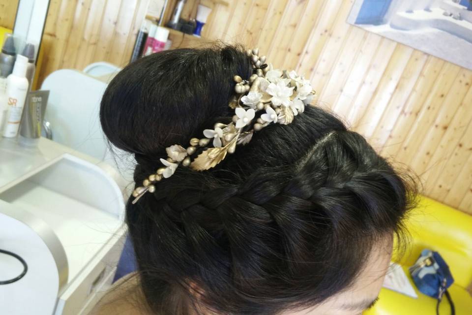 Recogido alto y trenza