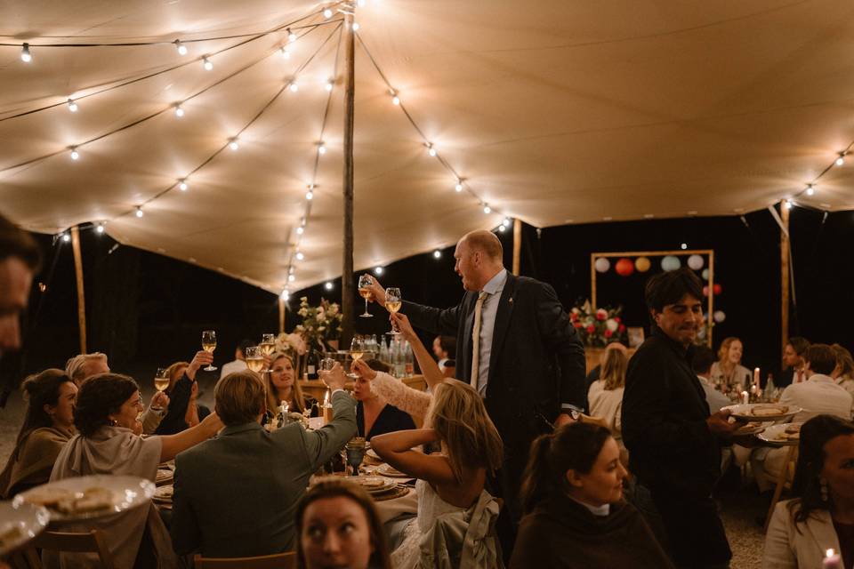 Dinner in stretch tent