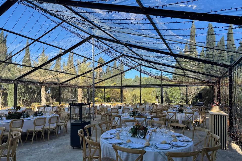 Carpa 15 m transparente-negro