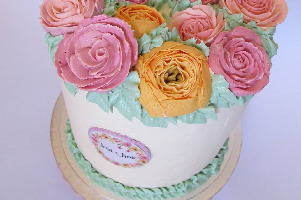 Tarta de flores buttercream