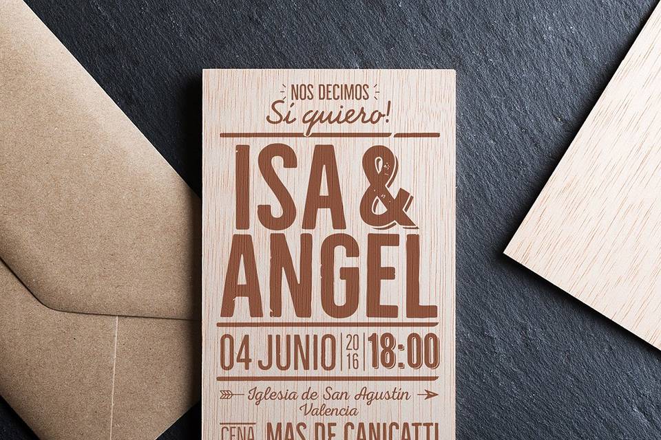 Invitación madera 