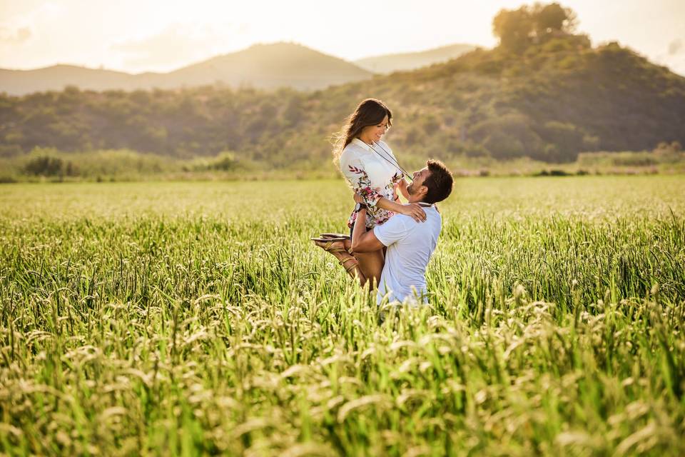 Preboda en campos de arroz