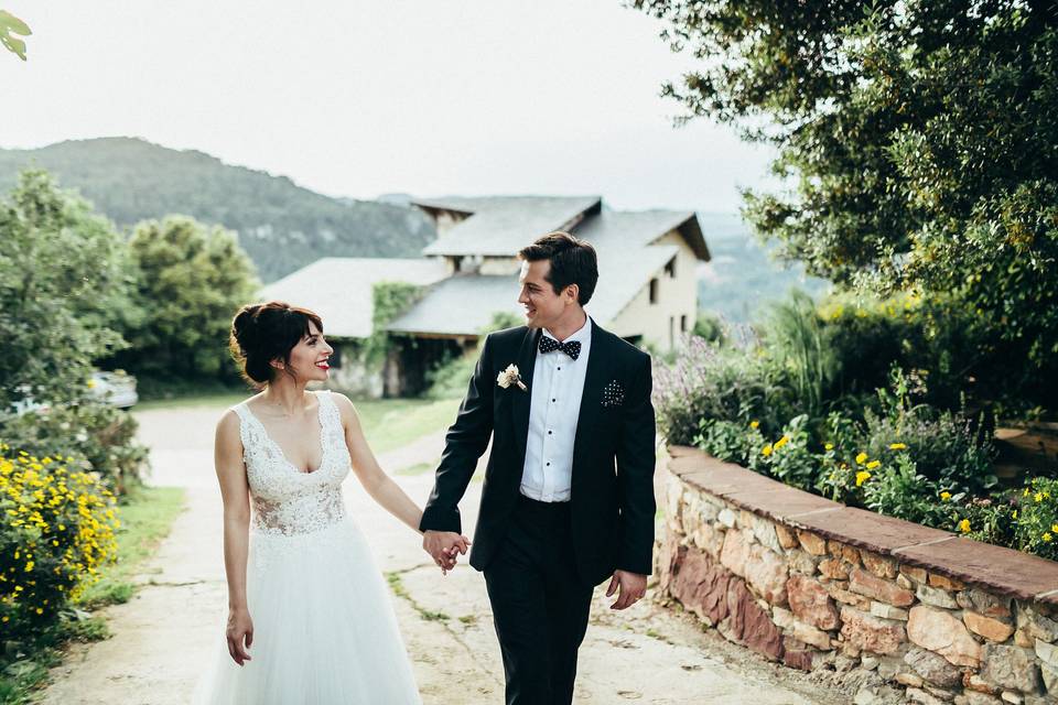 Recién casados ​​en la villa