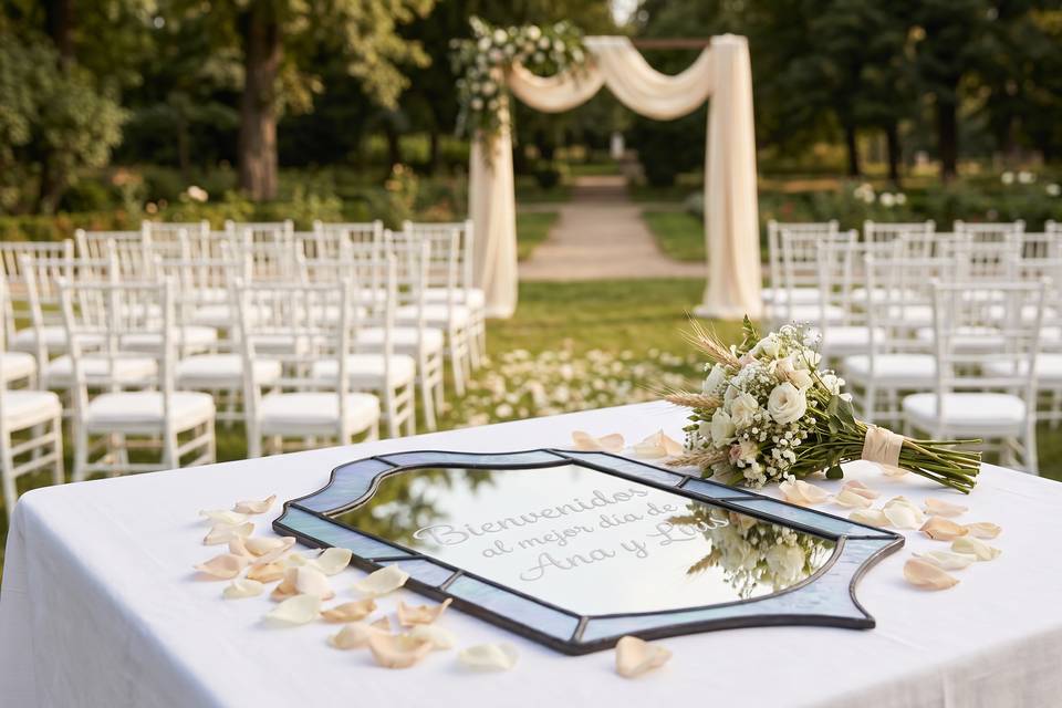 Espejo de boda personalizado