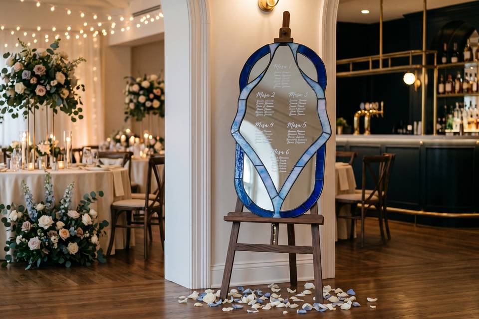 Espejo de boda y decoración