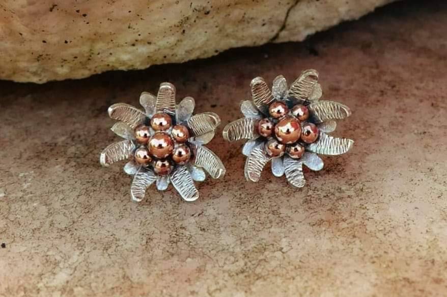 Pendientes edelweiss en plata