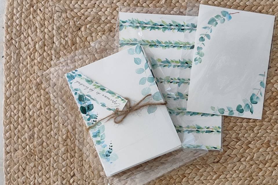 Papelería original en acuarela