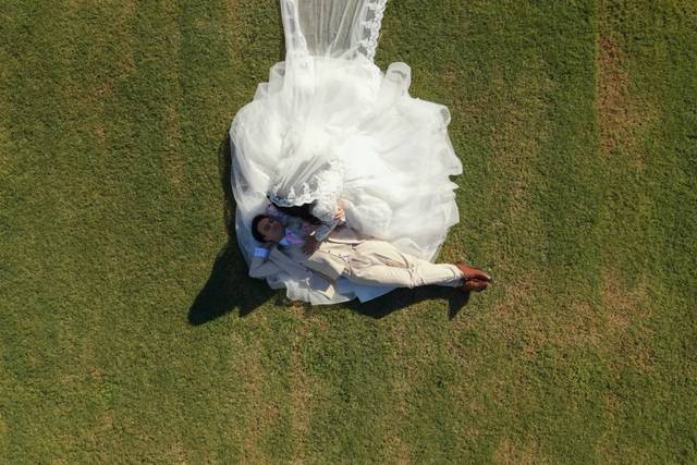 Plano aéreo en boda