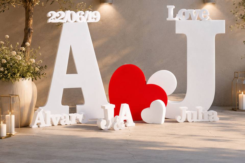 Pack letras corcho corazón