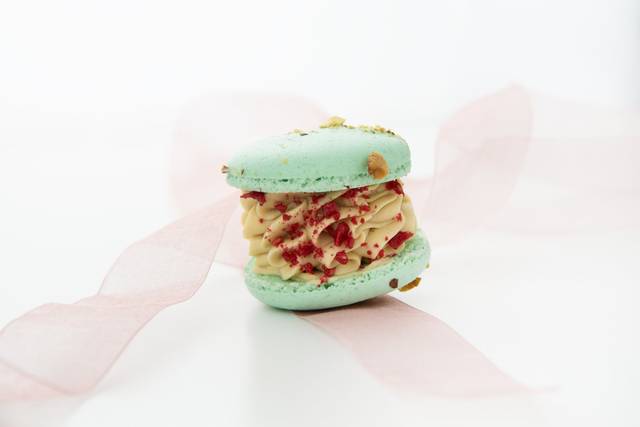 Macarons pistacho & frambuesa
