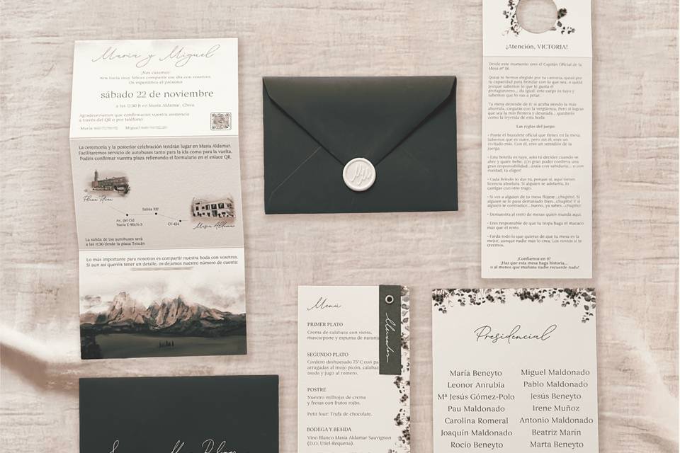 Conjunto de papelería de boda