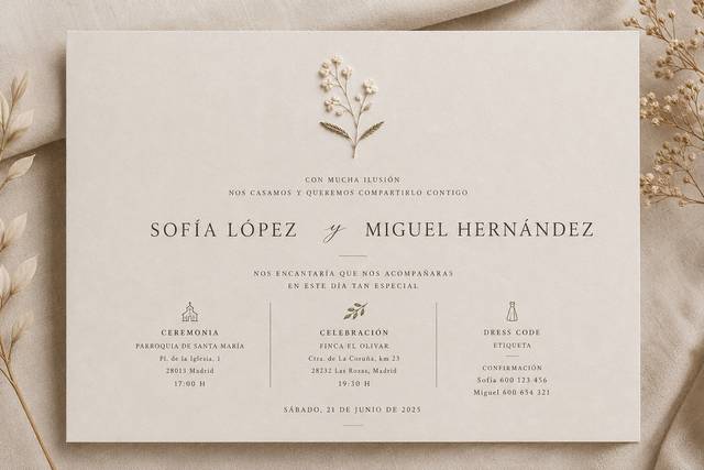 Invitaciones de Boda, bordadas