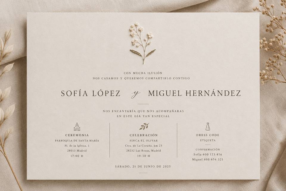 Invitaciones de Boda, bordadas