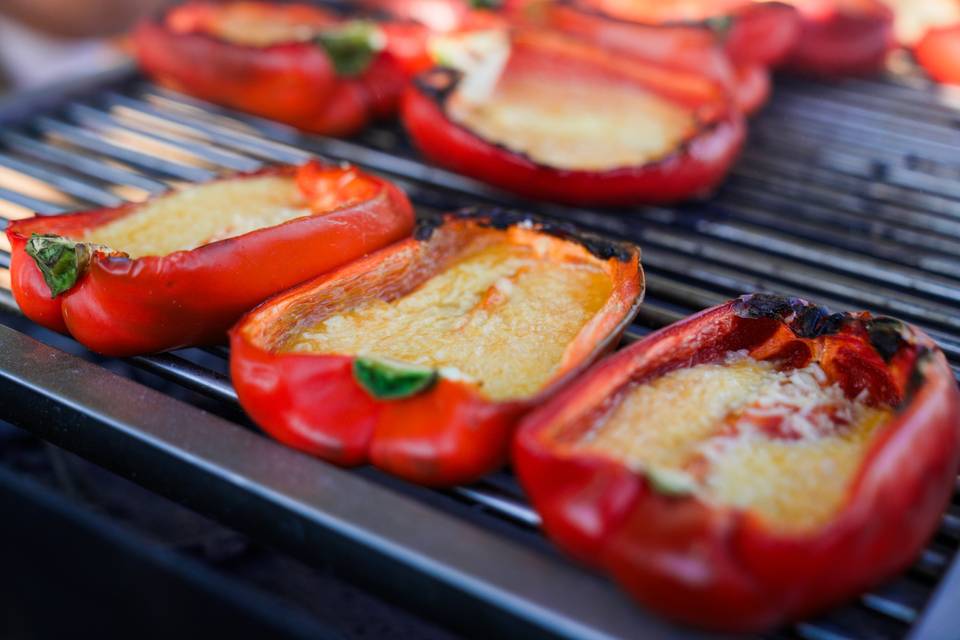 Pimiento con huevo y queso