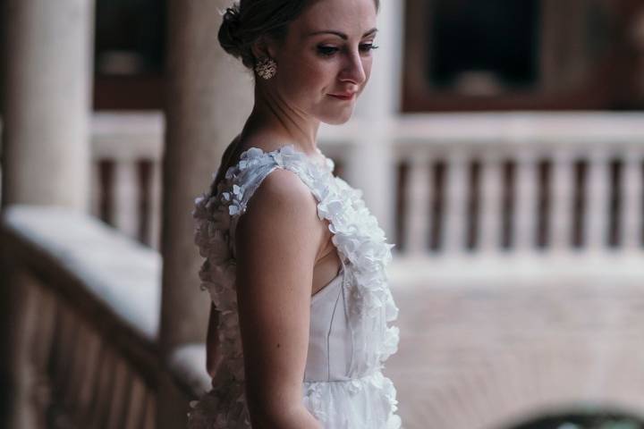 Vestido flores 3d