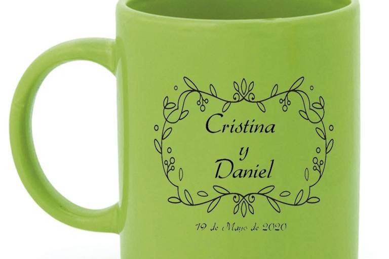 Taza verde impresa