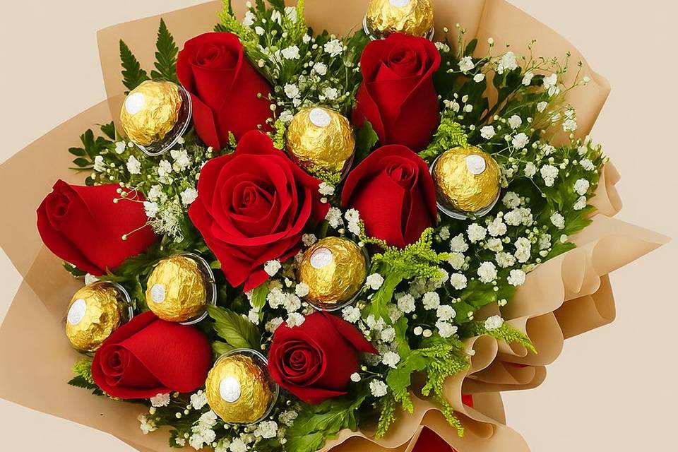 Rosas con bombones