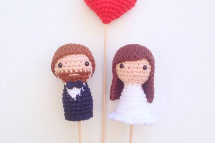 Novios tarta crochet