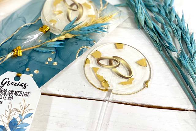 Detalle piruleta anillos  boda