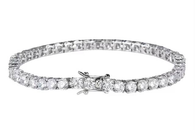 Pulsera rivière con diamantes de laboratorio certificados IGI en oro blanco 18k