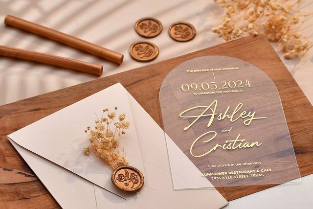 Invitación acrílica con lacre