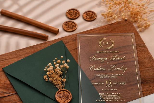 Invitación acrílica verde