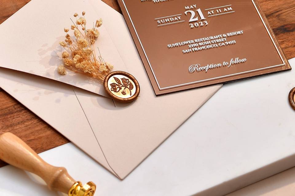 Invitación espejo bronce
